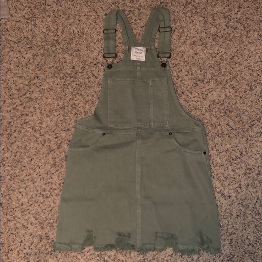 Olive green overall dress!